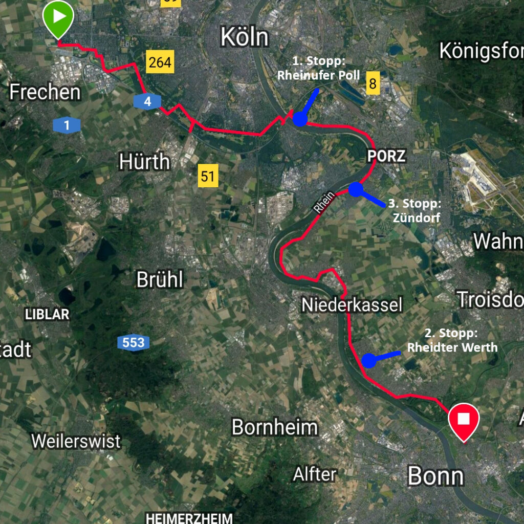 Route beim Radfahren im Rheinland