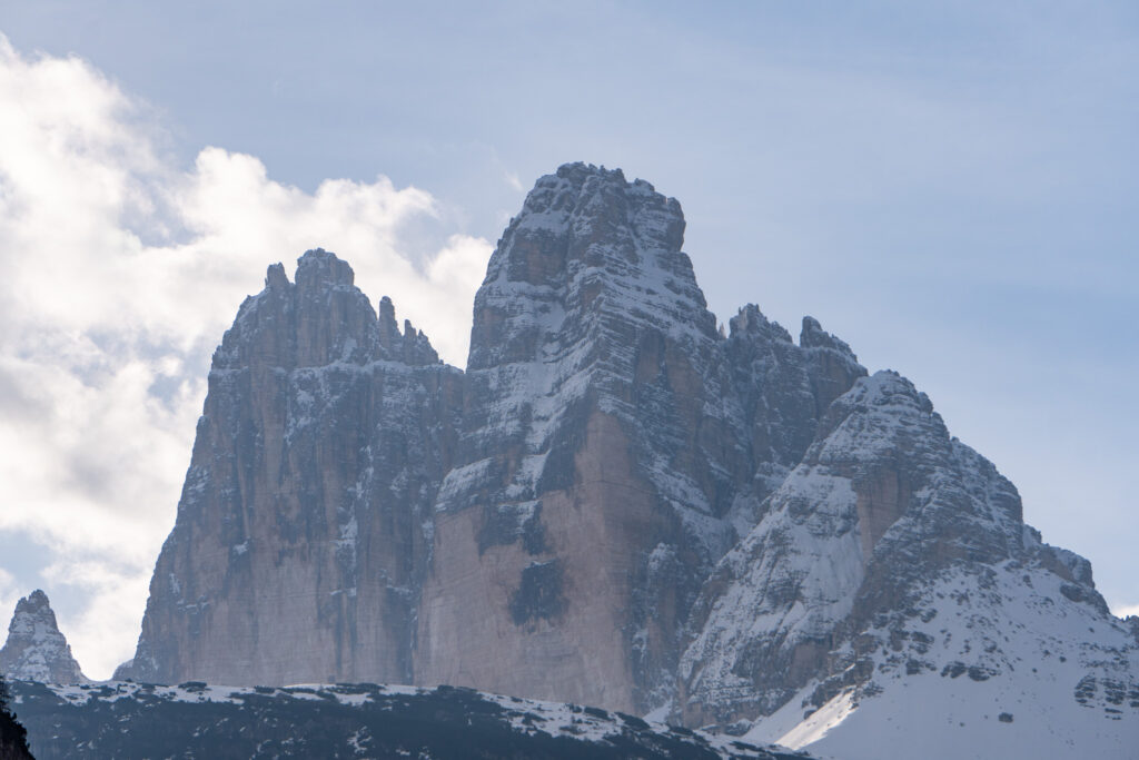 Drei Zinnen Bergmassiv in den Dolomiten Italien