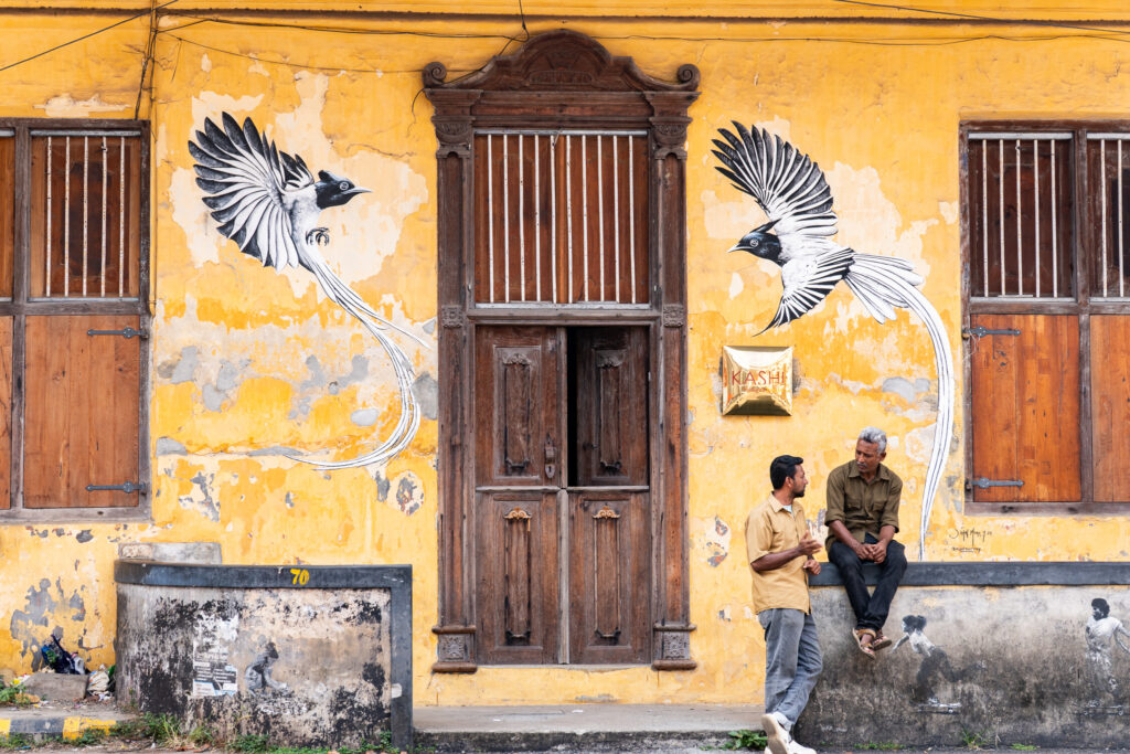 Fotogene Straßen in Fort Kochi in Kerala in Indien